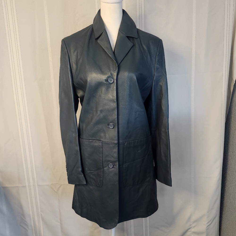 Jerry Lewis Women's Dark Teal Leather Jacket